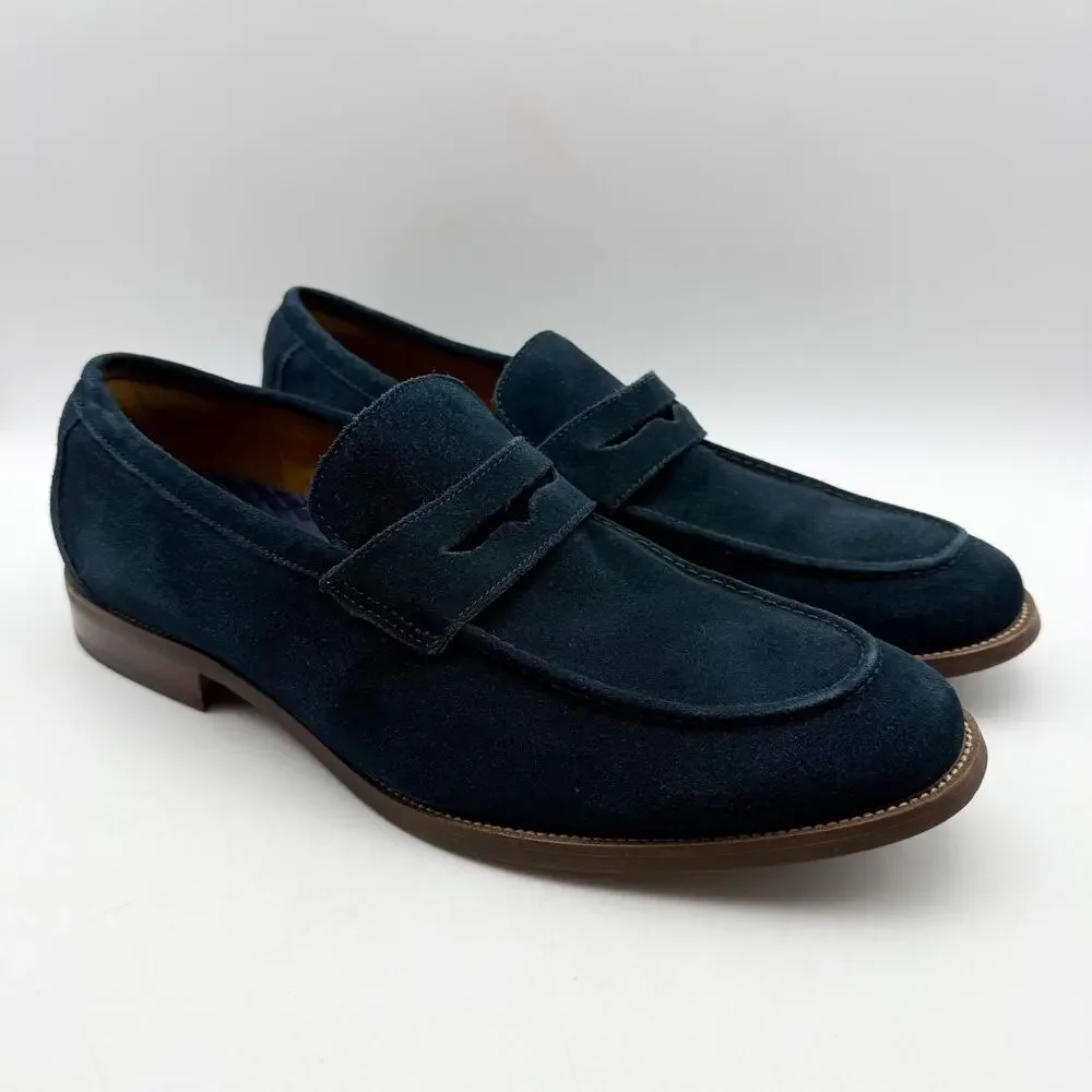 Florsheim Mens Rucci Penny Loafers US 11 M Navy Suede Slip On EUC